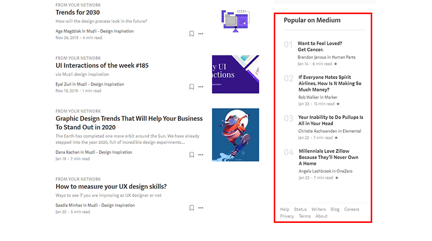 Medium.com Contextual Footer Example