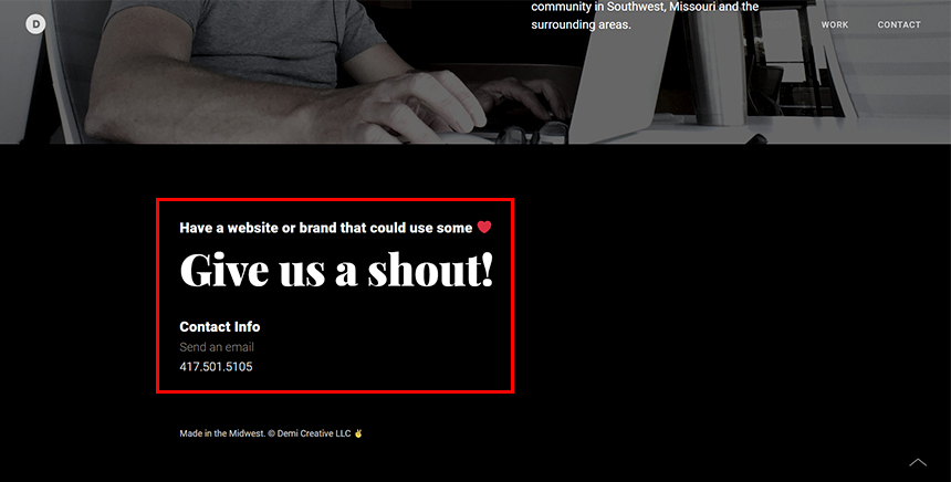 demicreative.com CTA Focused footer example