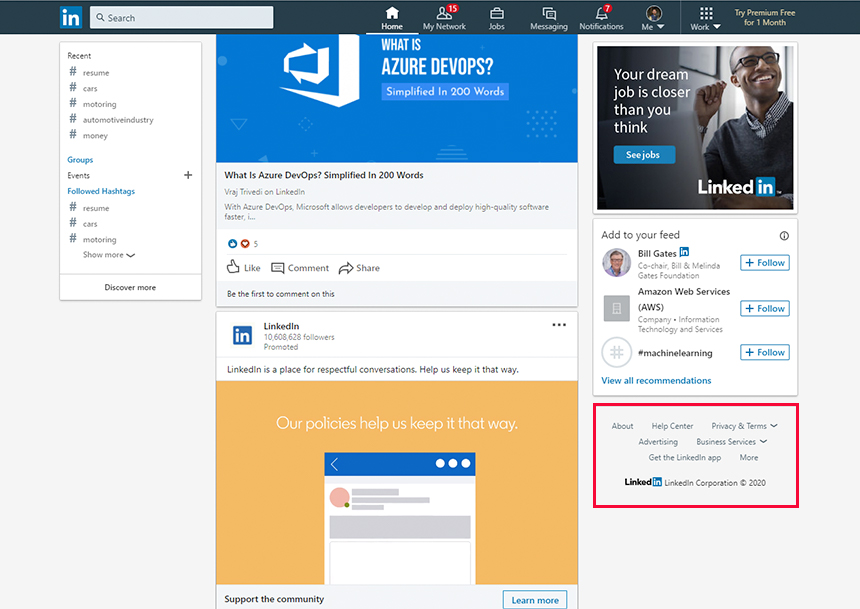 Linked.com Footer Example