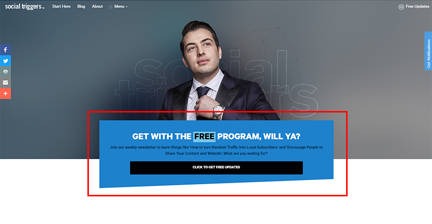 SocialTriggers.com CTA focused footer example