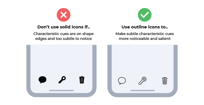 when to use outline icons