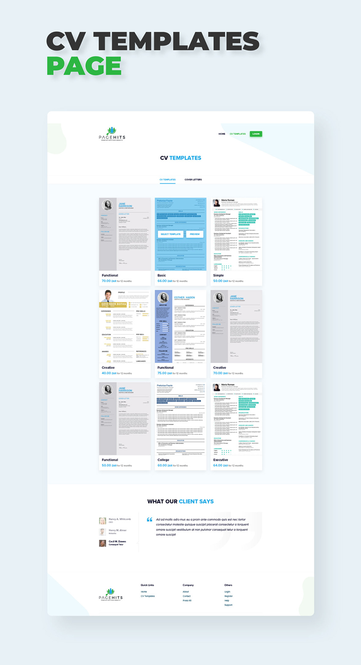 Pagehits CV Page