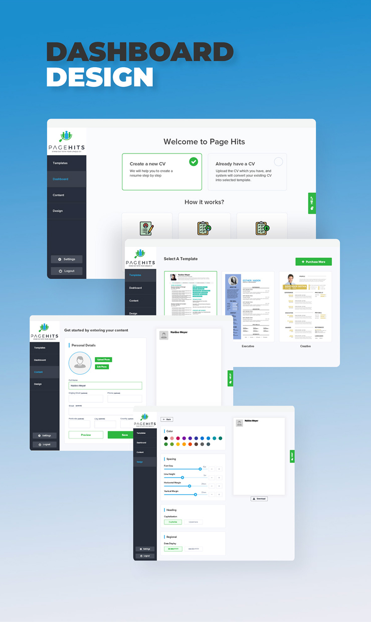Pagehits Dashboard Design