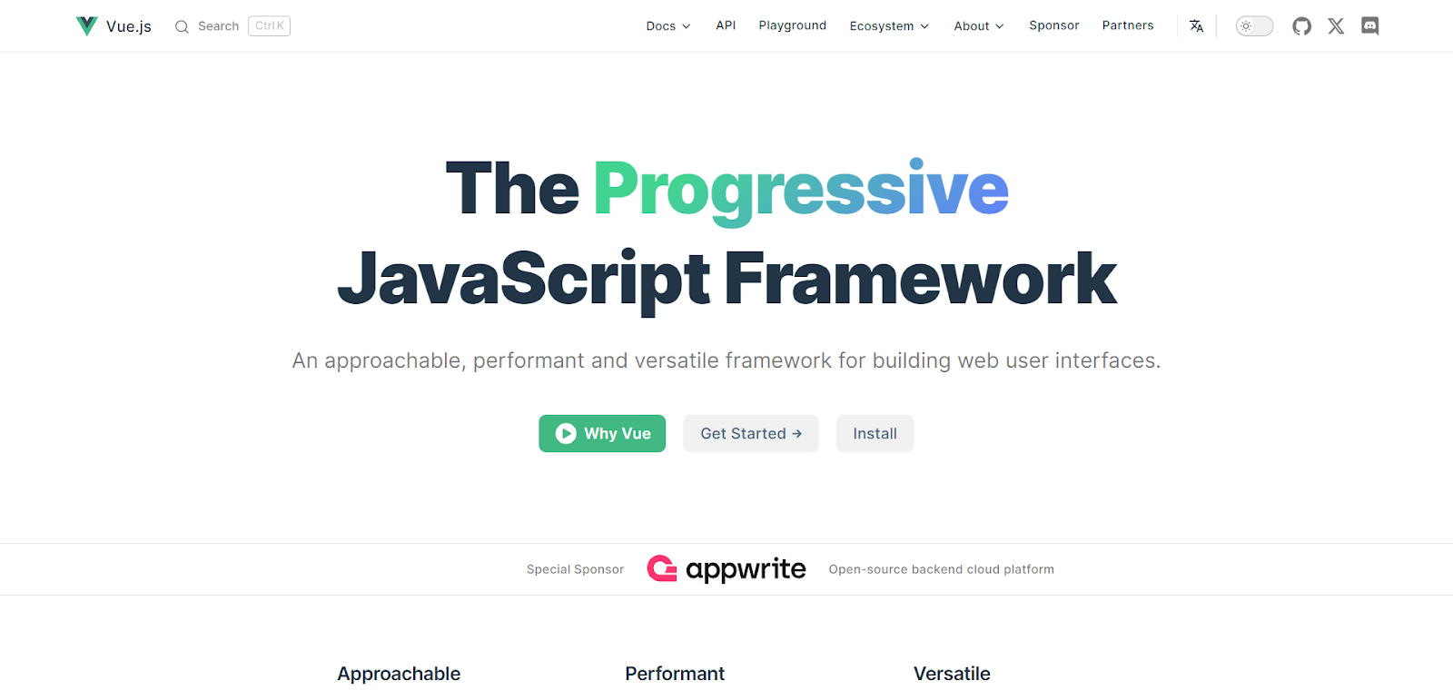Vue.js homepage