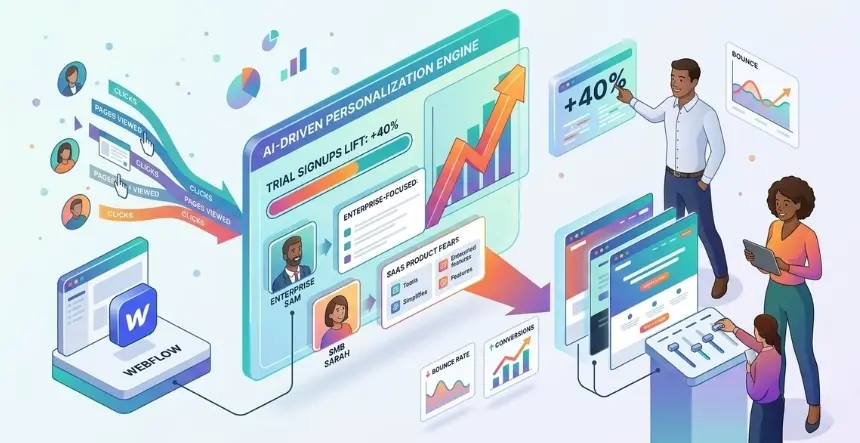 Webflow AI Personalization for SaaS Lift Trial Signups 40%
