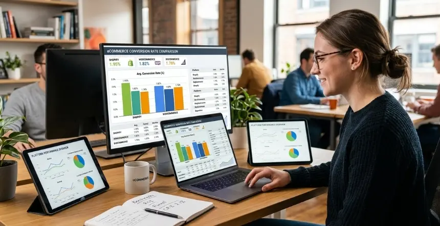 eCommerce Conversion Rate Benchmarks Shopify vs WooCommerce vs BigCommerce